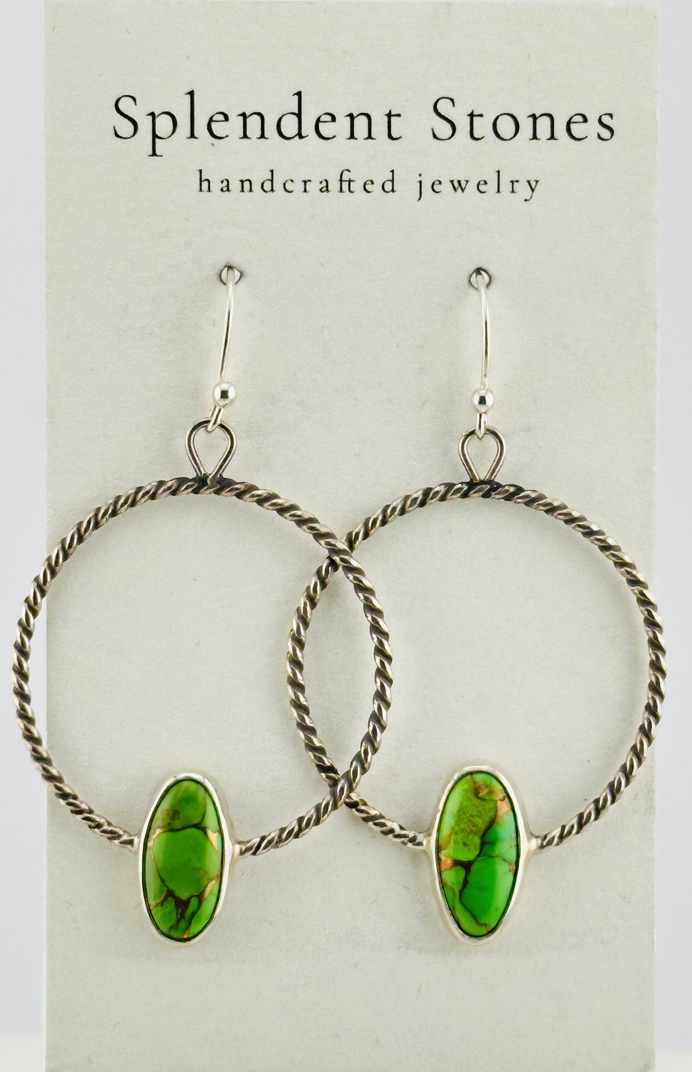 Green Mojave Turquoise hoop earrings