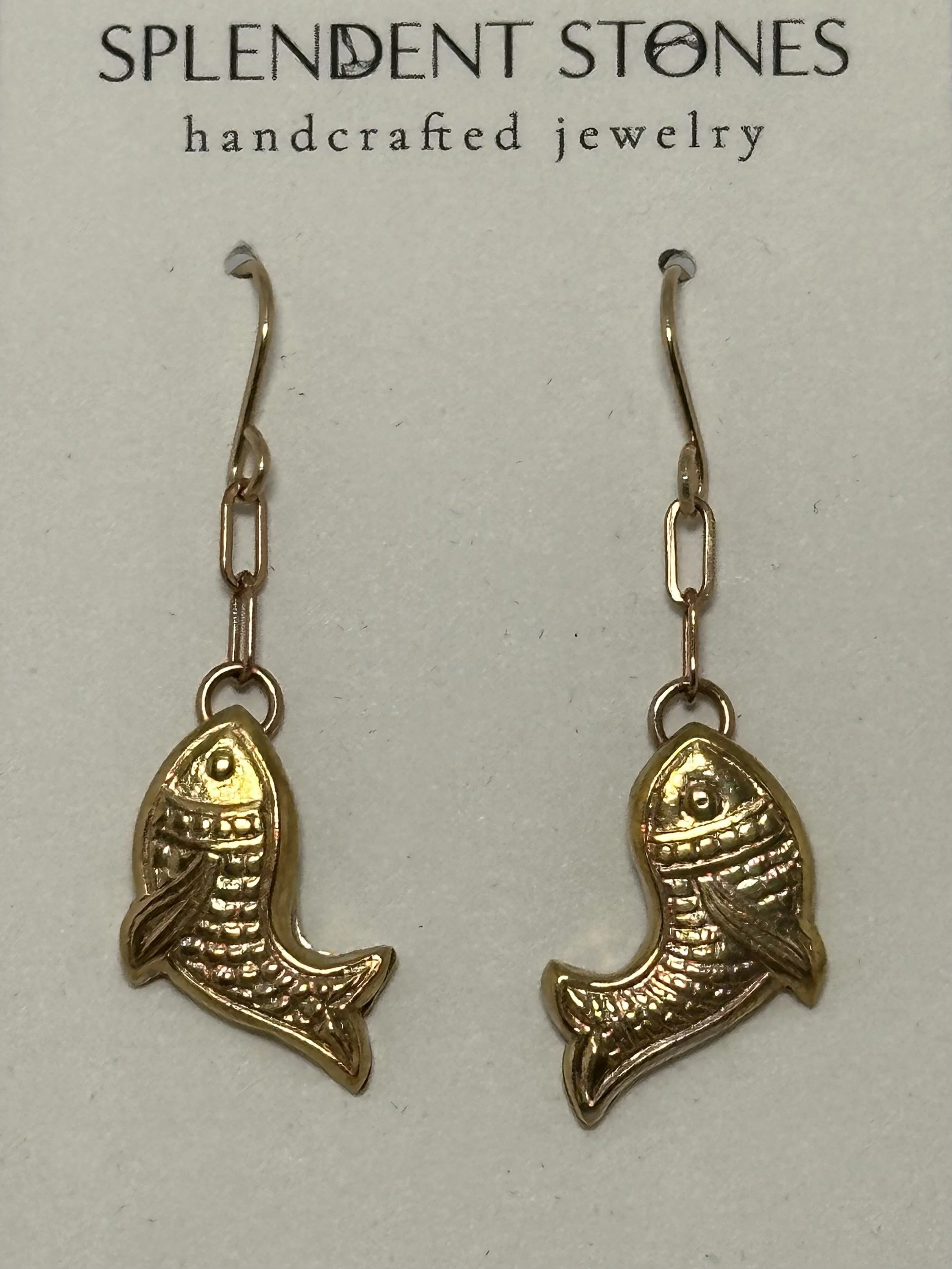 NEW-Bronze Fish Earrings