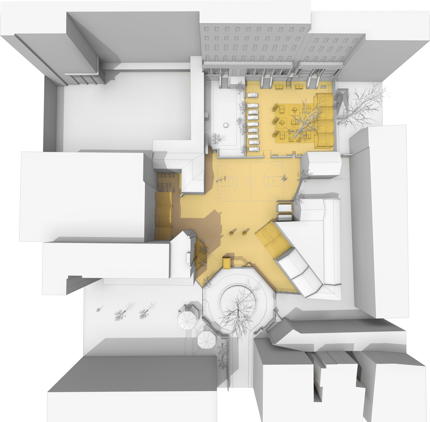 Aerial view of the proposed play spaces