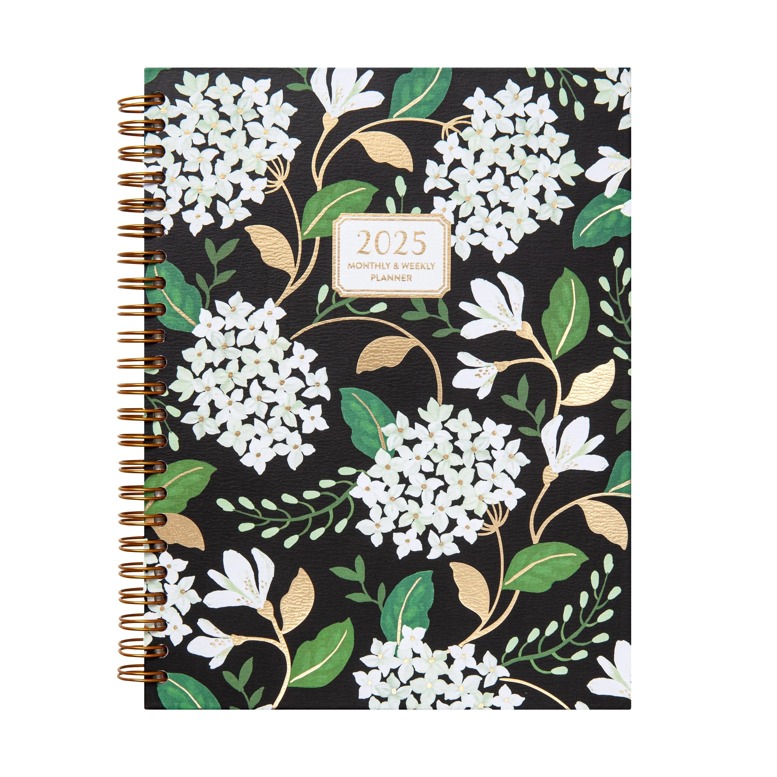   2025 Mintgreen MD Hardcover Monthly-Weekly Planner Hydrangeas 6.5x8.25  