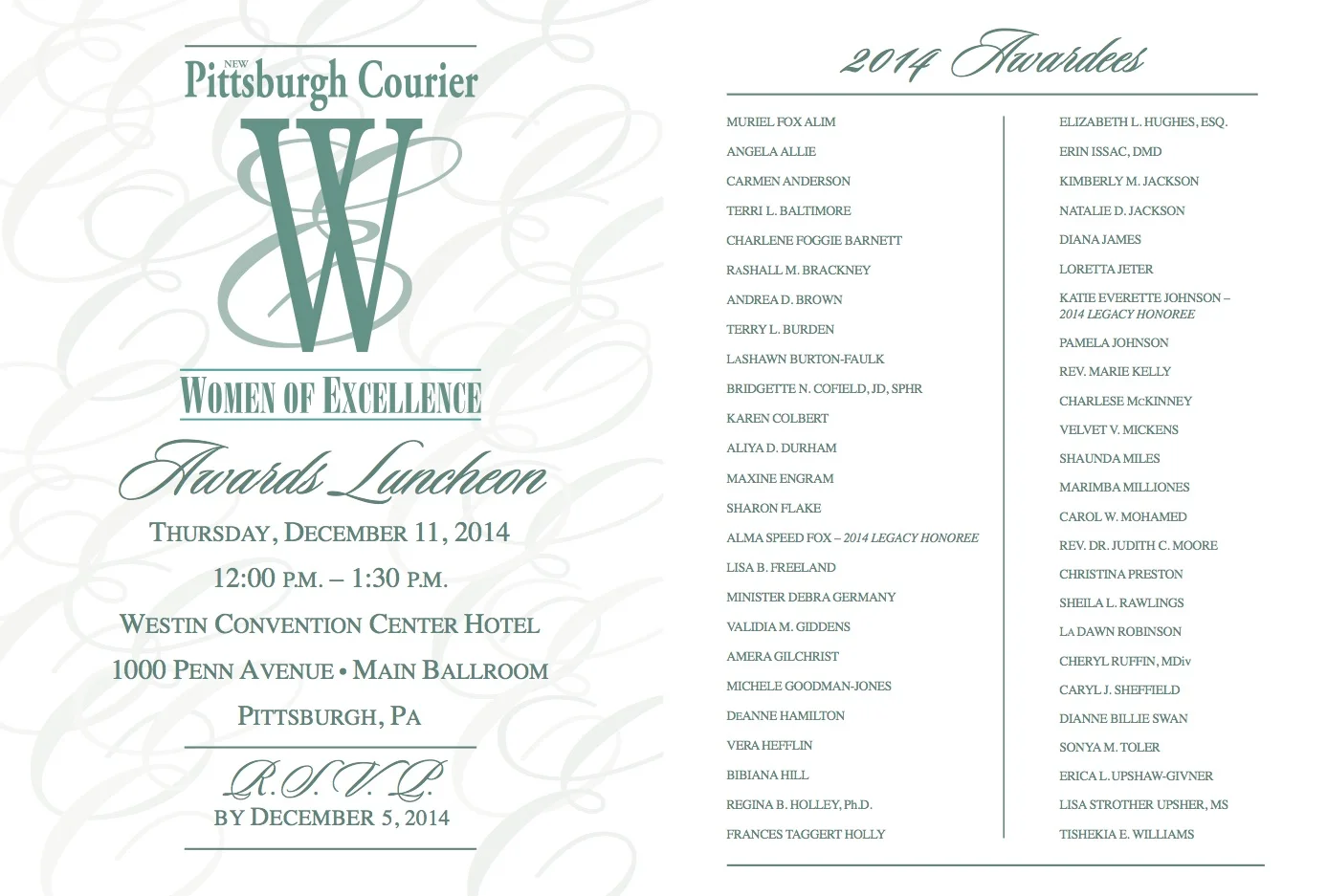 New Pittsburgh Courier Women of Excellence Award