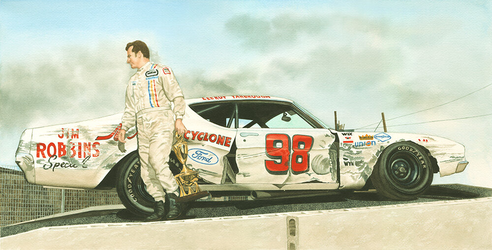Race Cars, The Party's Over , Historic NASCAR Racing, Darlington, NASCAR  Racing ,Automotive Art ,Dan McCrary ,Automotive Fine Art, Racing Art ,Auto Racing ,LeeRoy Yarbrough