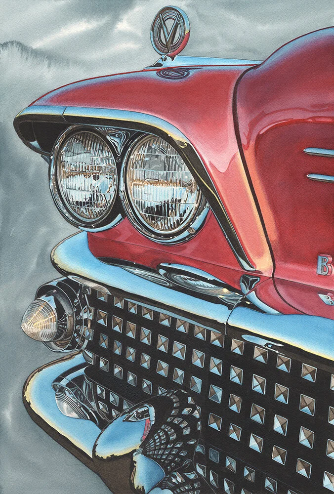 American Cars, Grillin Out, Automotive Art, Automotive Fine Art, Buick, 1958 Buick, Cars of the Fifties