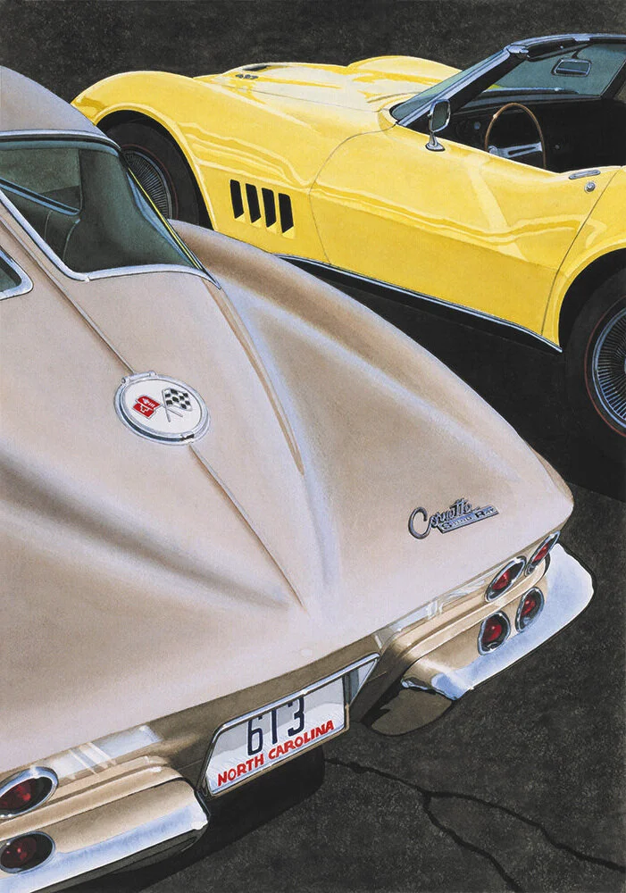 Corvettes, 6T3 and Friend, Automotive Art, Automotive Fine Art, Dan McCrary Art, Corvette Art, Corvette Art Prints, Corvette Stingray, 1963 Corvette