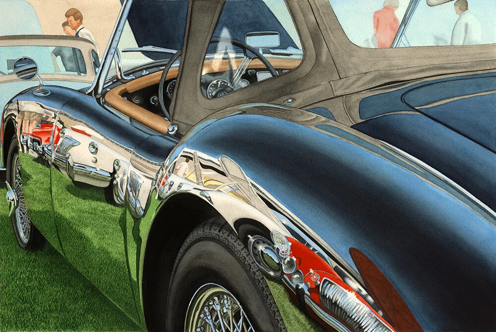 Foreign & Sports Cars, Straight As, Automotive Art, Automotive Fine Art, Dan McCrary Art, MG, MGA, British Sports Cars