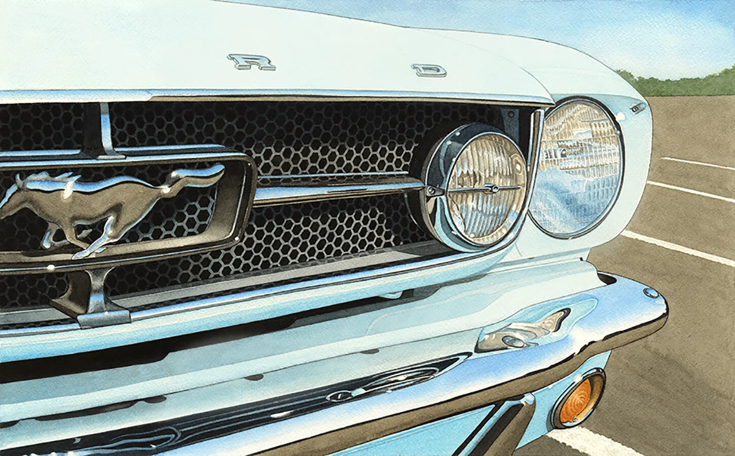 American Cars, Blue Pony, Automotive Art, Automotive Fine Art, Dan McCrary, Ford, Ford Mustang, 65 Mustang