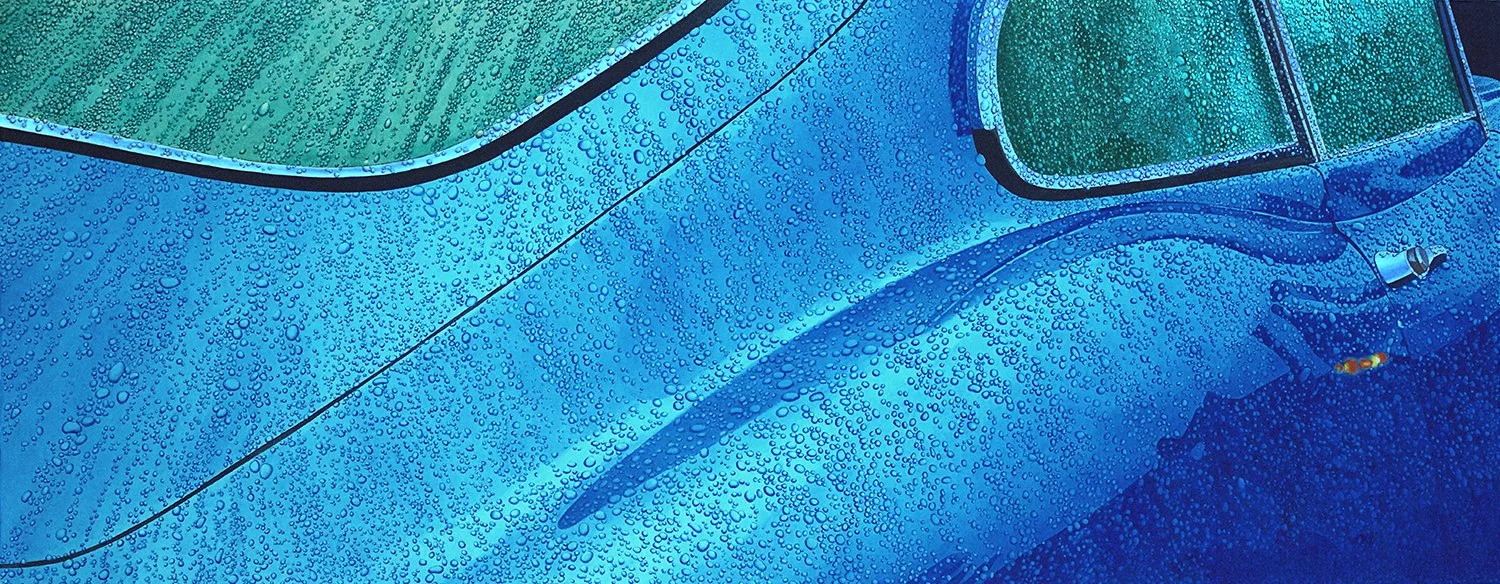 Foreign & Sports Cars, Wet Kitty at Dawn, Automotive Art, Automotive Fine Art, Dan McCrary, Jaguar, Jaguar E-Type, Jaguar XKE, XKE Coupe, Jaguar Art Prints, Water Color, British Sports Cars