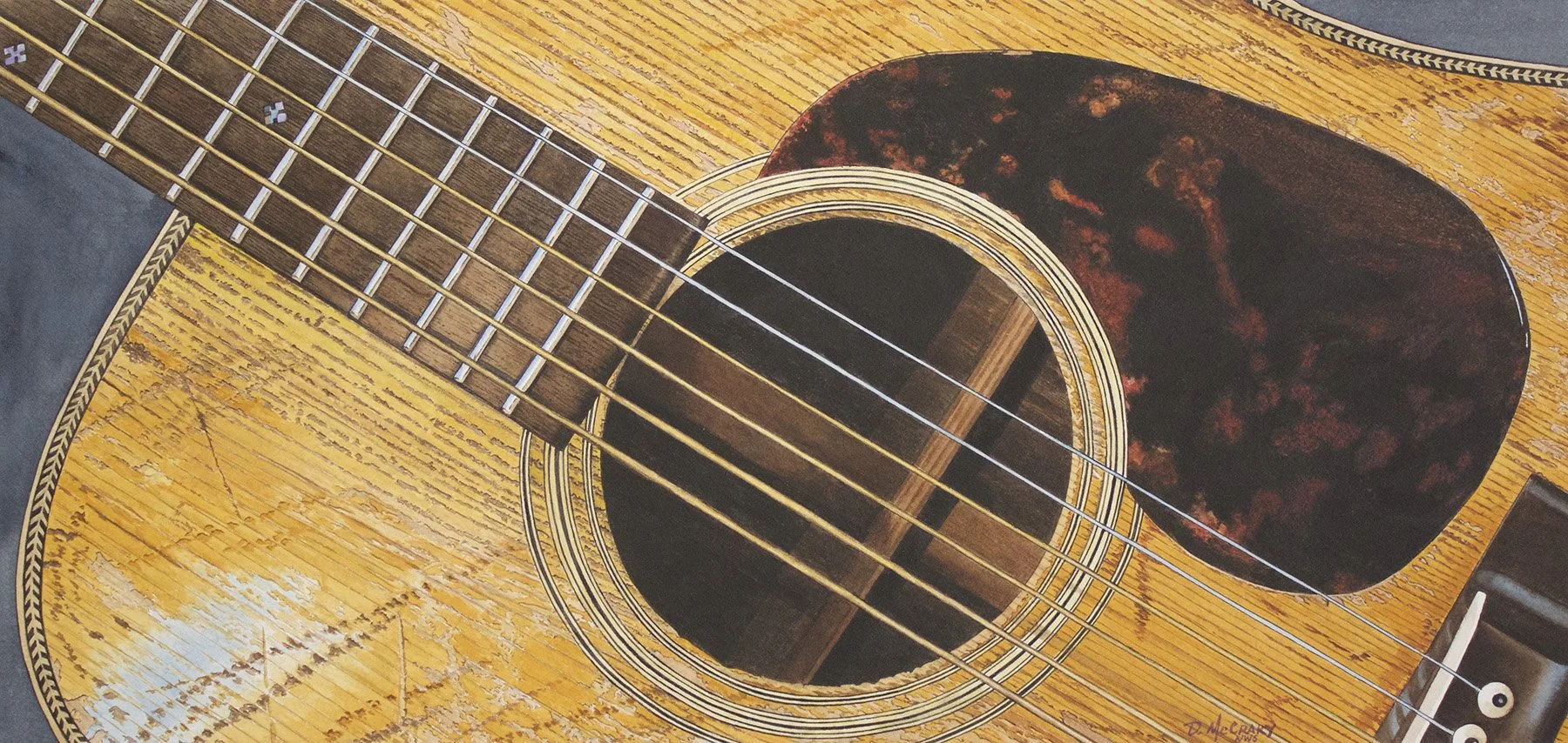 Other Subjects, Herringbone, Dan McCrary Art, Guitars, Martin Guitars, Martin Herringbone, Guitar Art, Water Color,Old Guitars