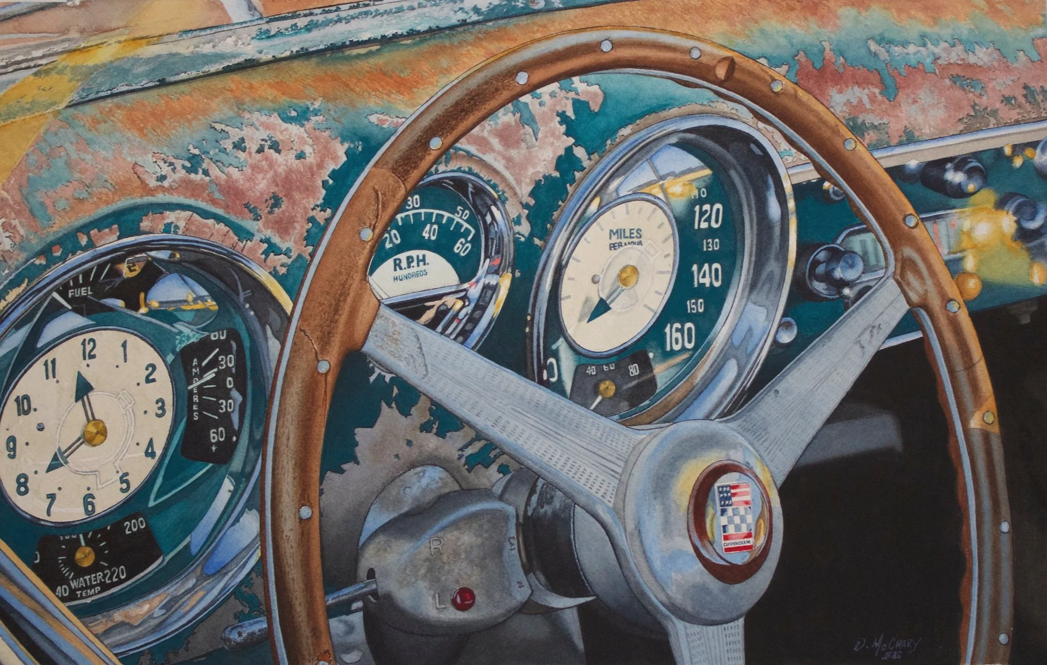 Automotive Art, Foreign and Sports Cars, A Dash of Patina, Cunningham, Automotive Fine Art, Dan McCrary Art