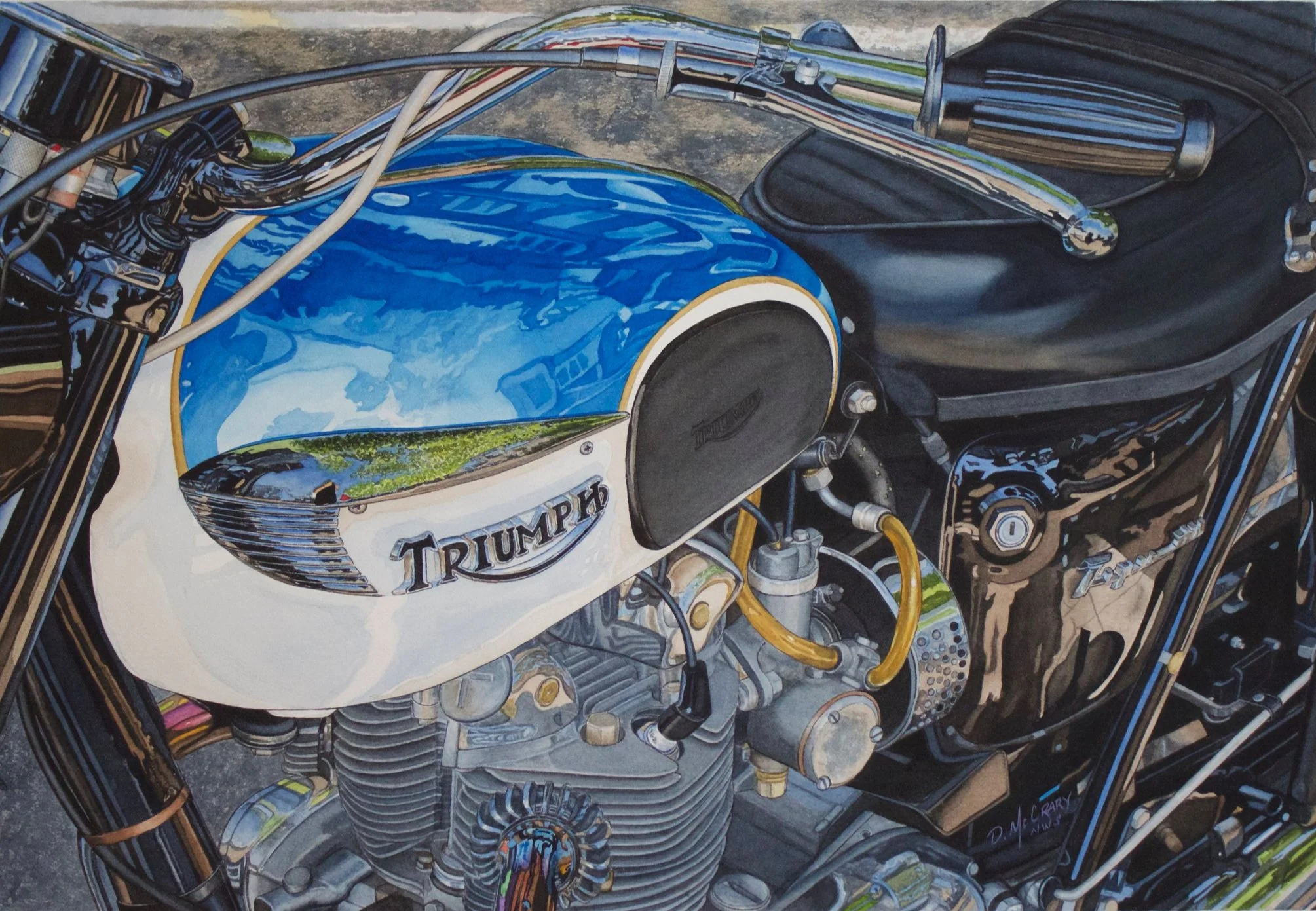 Triumphant, Other Subjects, Motorcycles, Motorcycles Art, Automotive Art, Triumph, Triumph Motorcycles, Dan McCrary Art, Water Colors