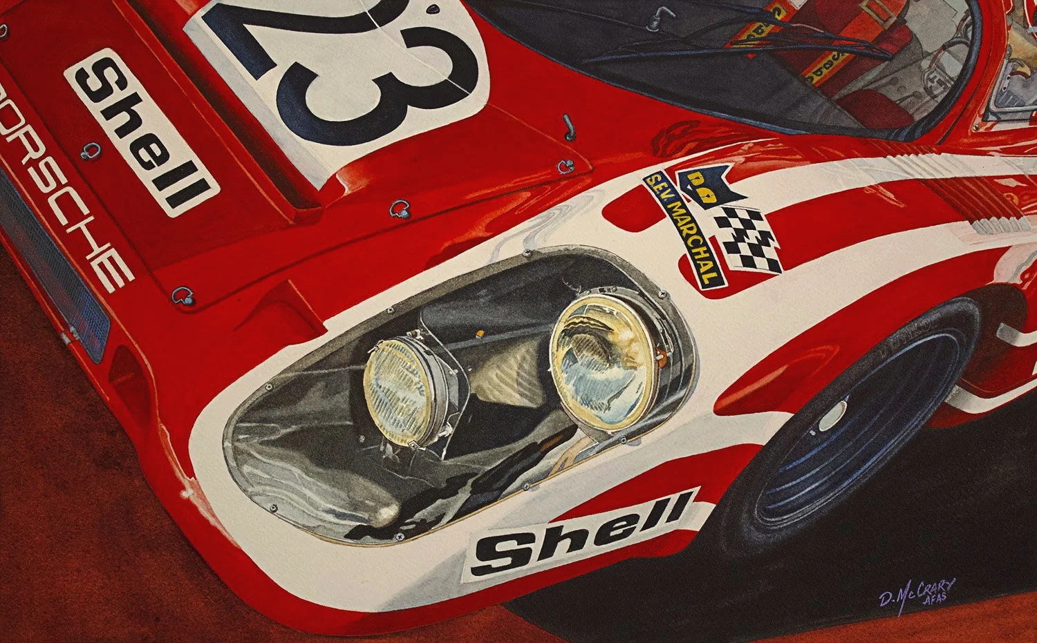 Originals, WINNER WINNER, SCHNITZEL DINNER, Porsche, Automotive Art, Automotive Fine Art, Porsche 917, Porsche Race Cars, 917, LeMans, LeMans Winner, Dan McCrary Art,