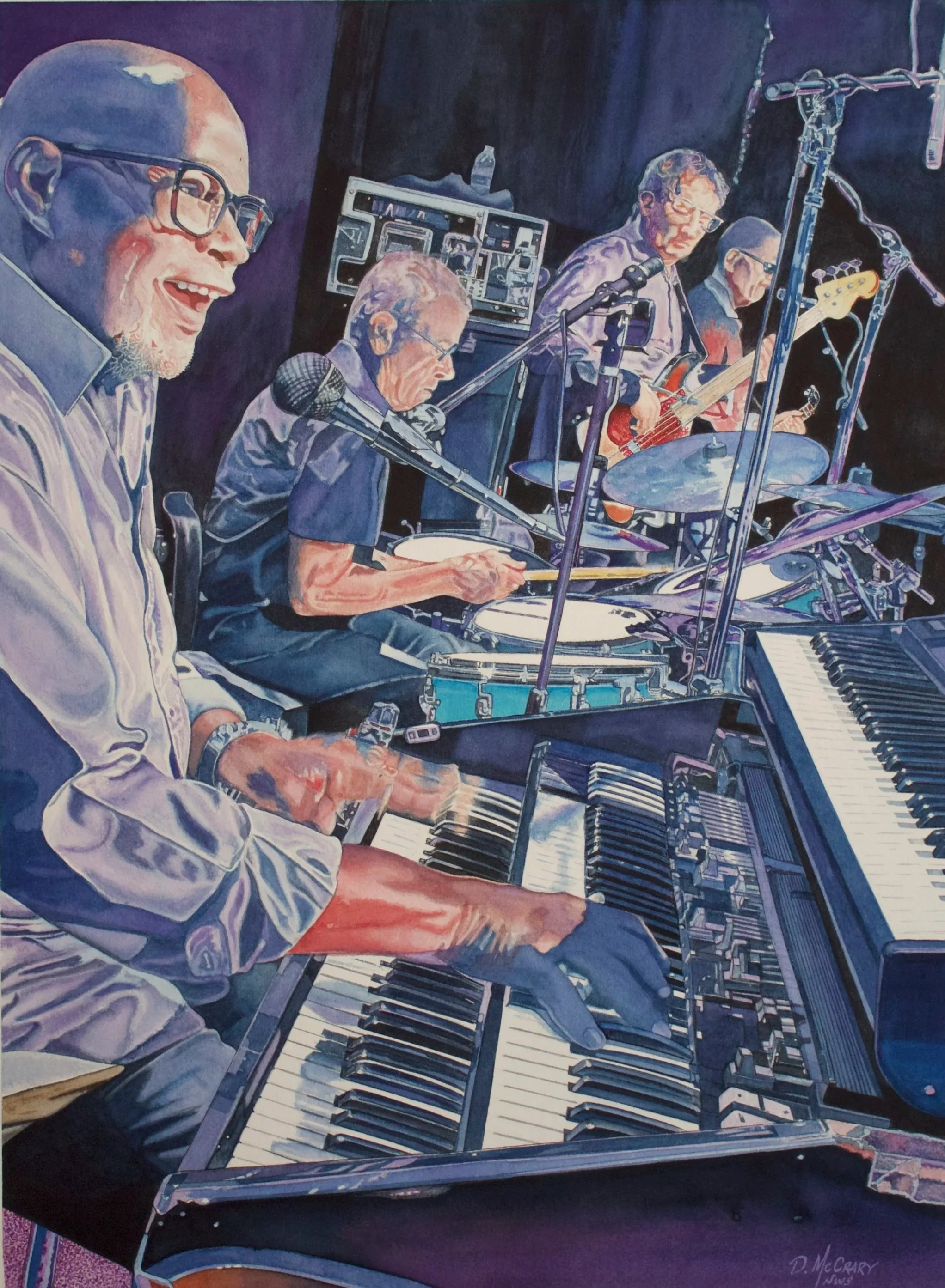 THE RHYTHM SECTION, Dan McCrary Art, Tower of Power, Originals, Original Water Color, Dan McCrary Fine Art, Soul Music, Funk, Funk Bands, Roger Smith, Davis Garibaldi