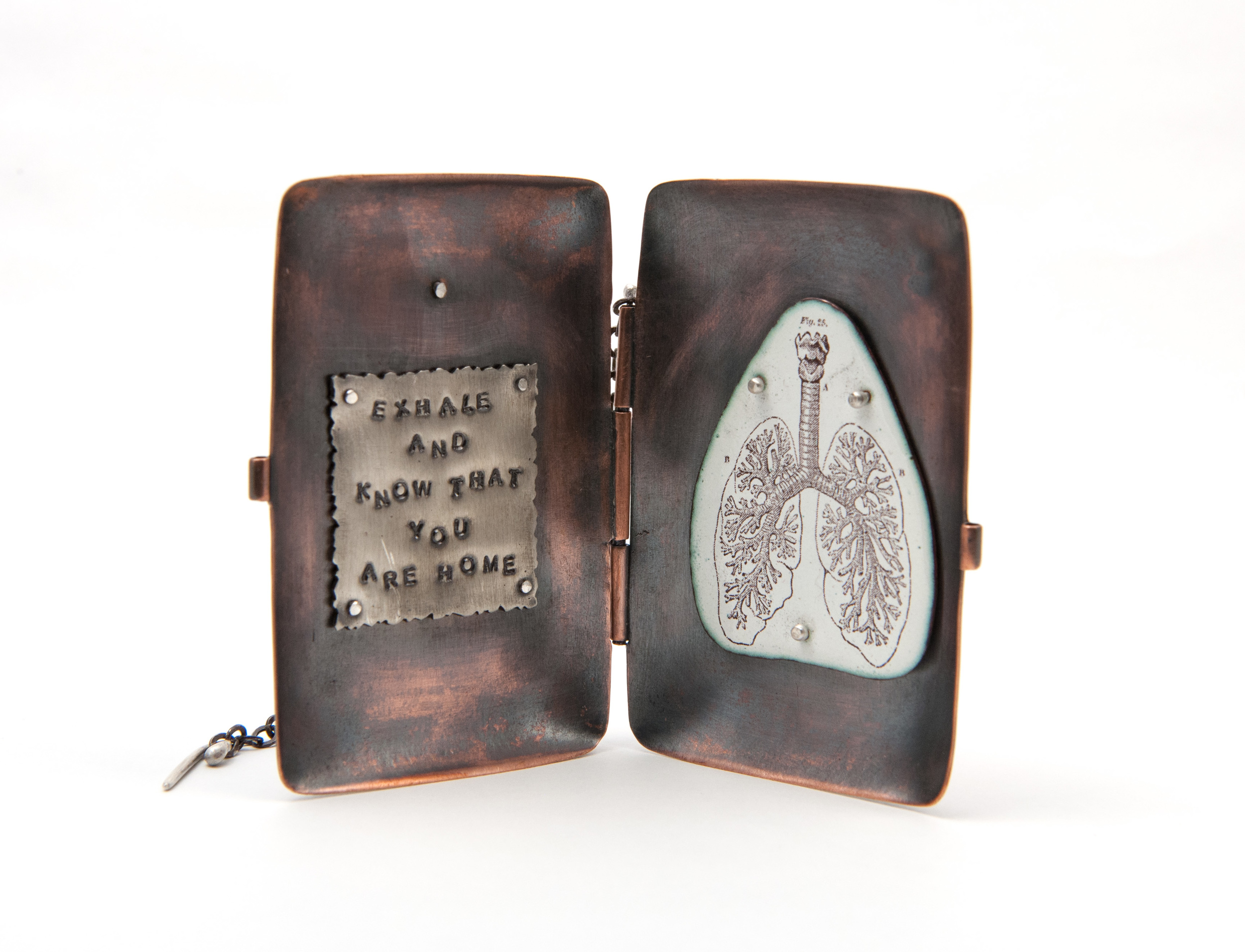 die-formed copper, enamel, silver (interior view)