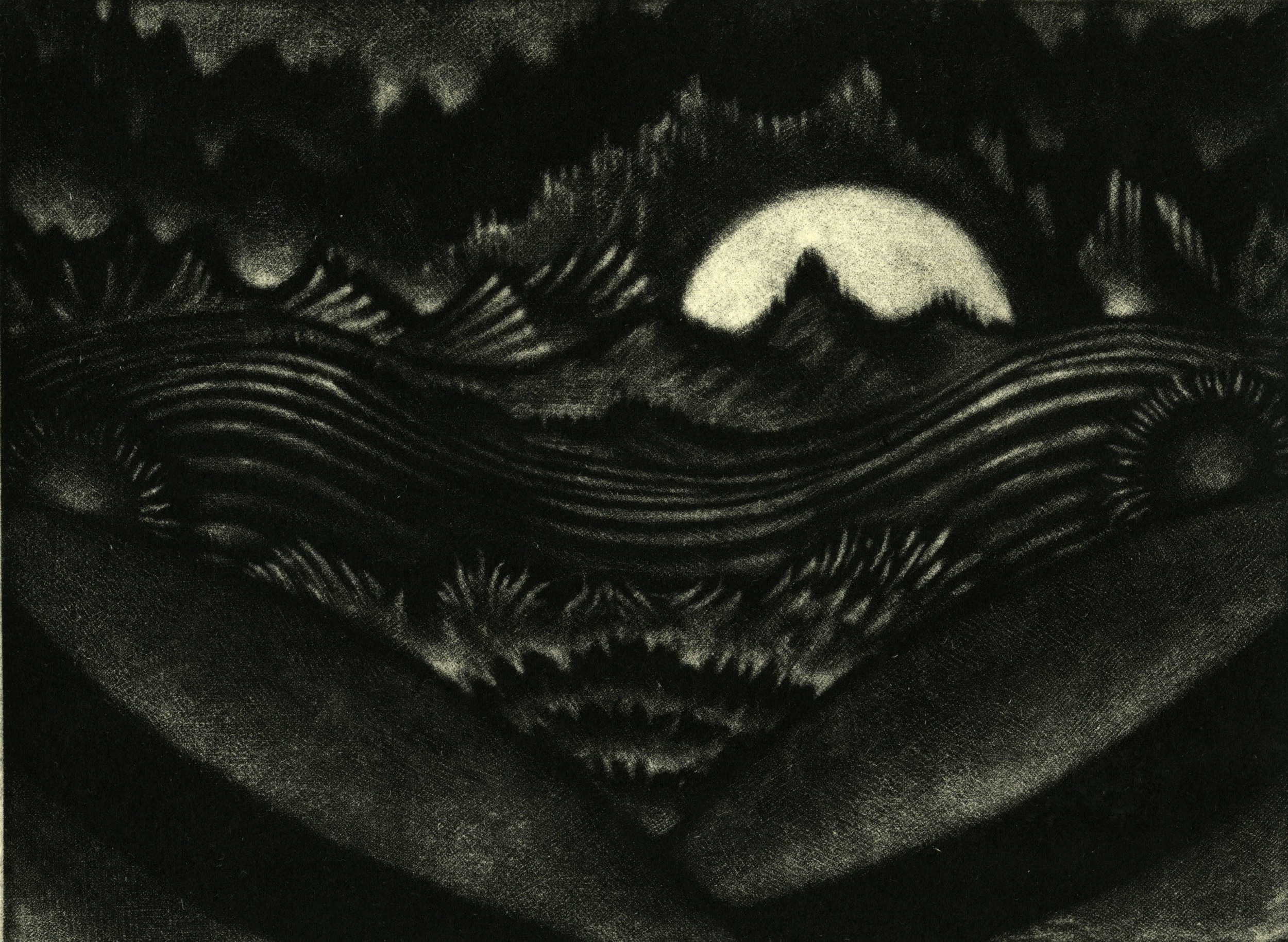 Pier, Mezzotint, 4x6 in. 2014.