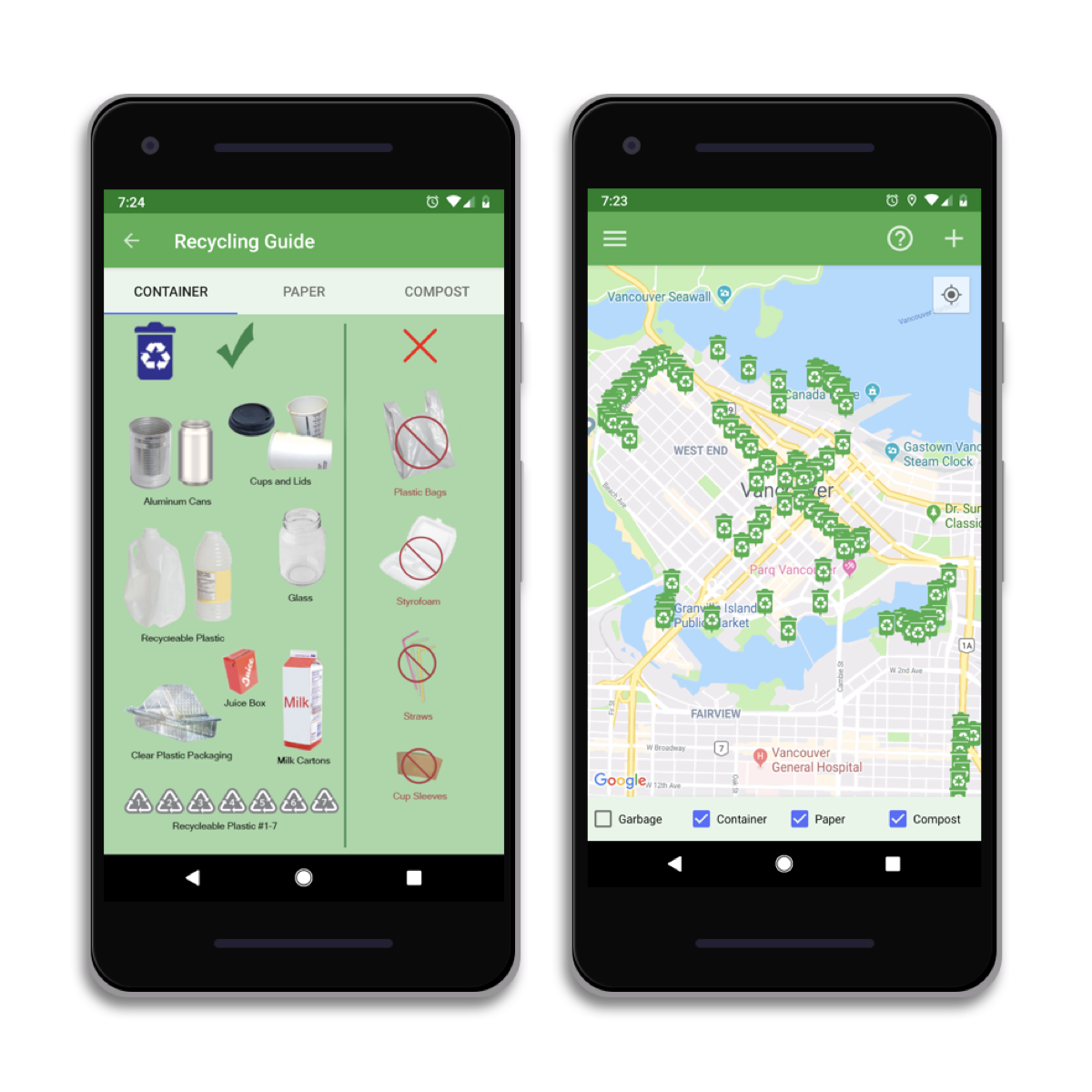 iRecycle uses crowdsourcing to help people find the nearest waste bins. It also comes with a guidebook that shows users how to properly dispose of different types of waste.