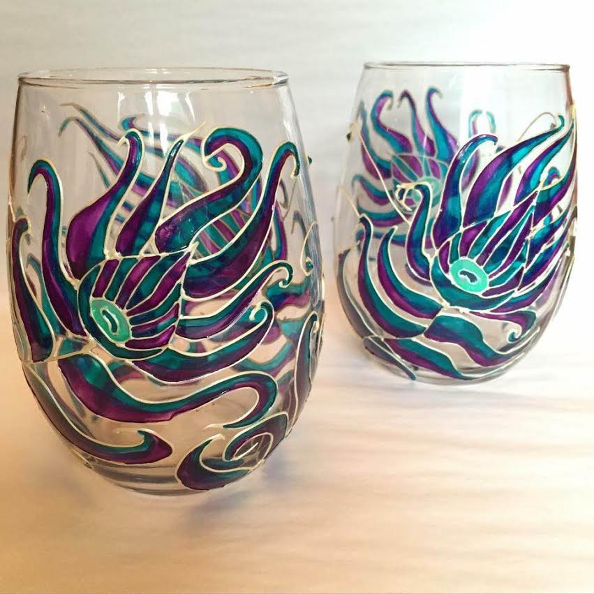 Peacock Wine Glass — Andiland Studio