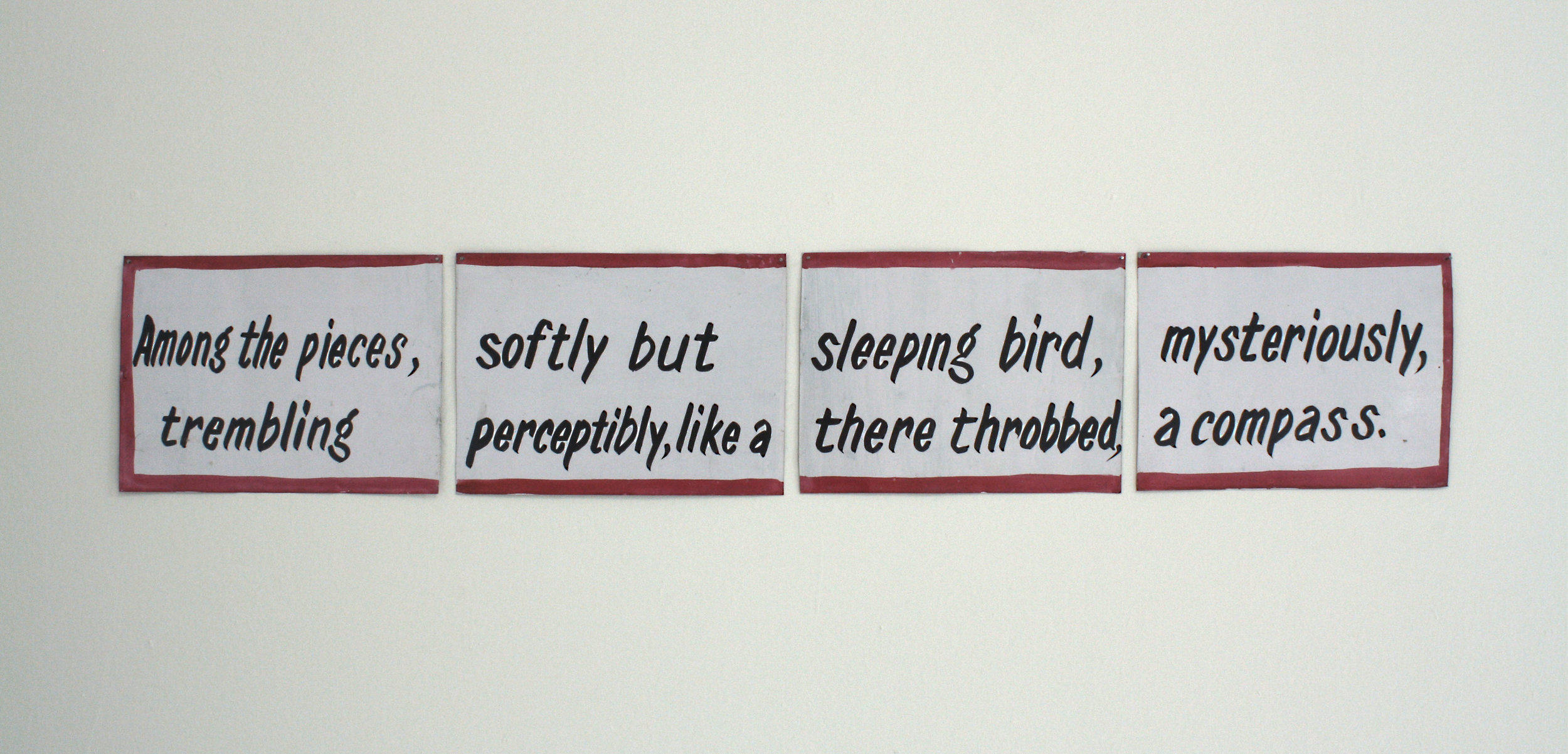 Orbis Tertius Paint on steel panels. 6" x 34". Collaboration with, Karl Smith, M. Aslam Ali, and an unknown New Delhi sign painter. 2009