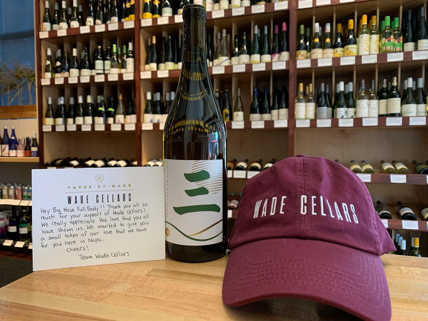 Big thanks to @threebywade for the hat! We&rsquo;re big fans of these wines and have a few more bottles of Three by Wade Blanc 2019.

@wadecellars brings the Heat with this vibrant, medium-bodied blend comprised of 95% Chenin Blanc and 5% Viognier. L