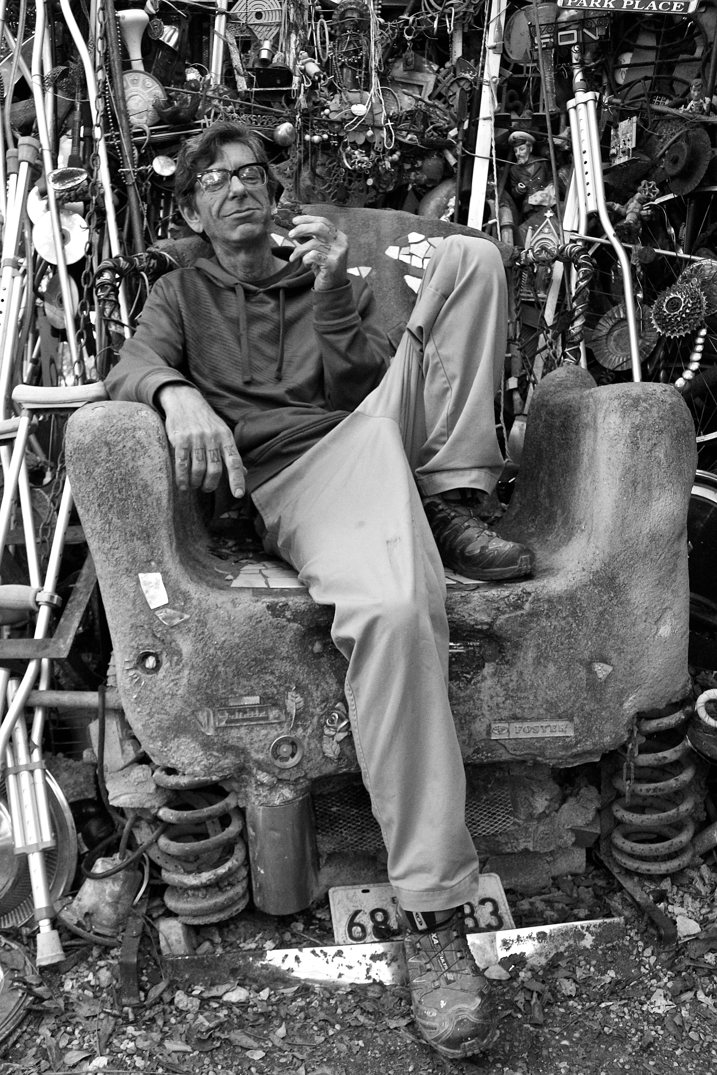 Vince Hahnemann: architect, builder, and mastermind behind the Cathedral of Junk in Austin, Texas.