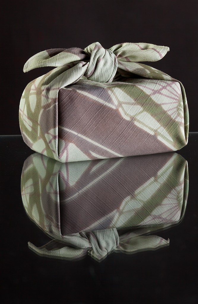 Jitensha katazome dyed furoshiki, wrapped