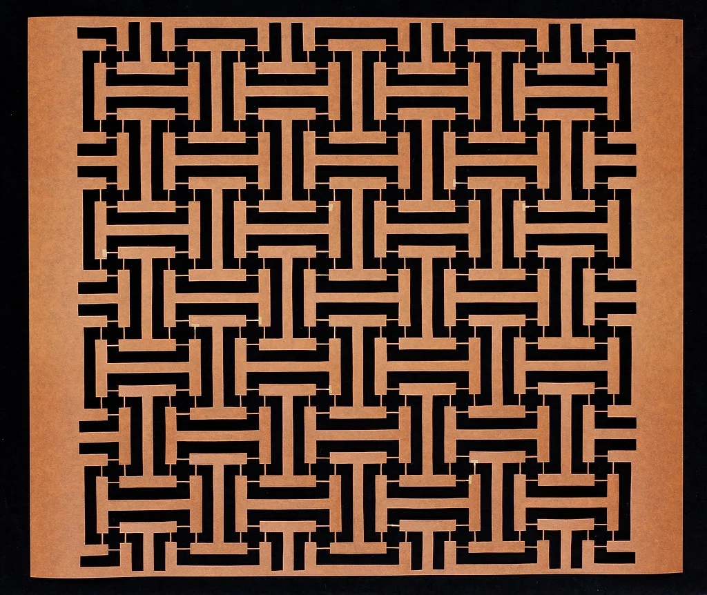 Geometric pattern 4 (manhole cover series) hand-cut katagami stencil