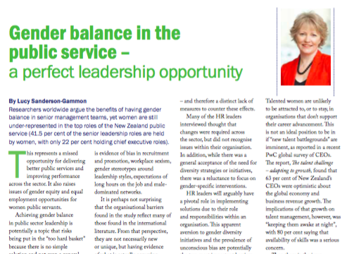 Article: Gender balance in the public service - a perfect leadership opportunity