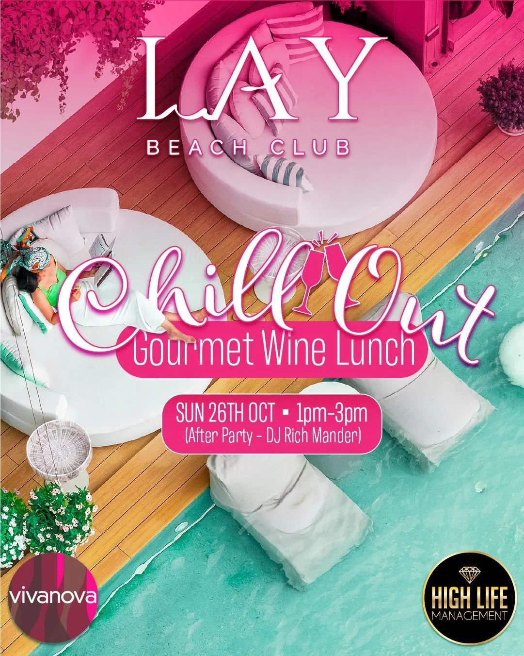☀️ We're sold out and fully booked this Sunday at Lay Beach Club Pattaya.. going to be some day out - kick-off 1pm 🕺

Champagne Aperitif
Four Course Lunch Menu
Four Premium International Wines
After Party with DJ Rich Mander 

Don't miss our next ev