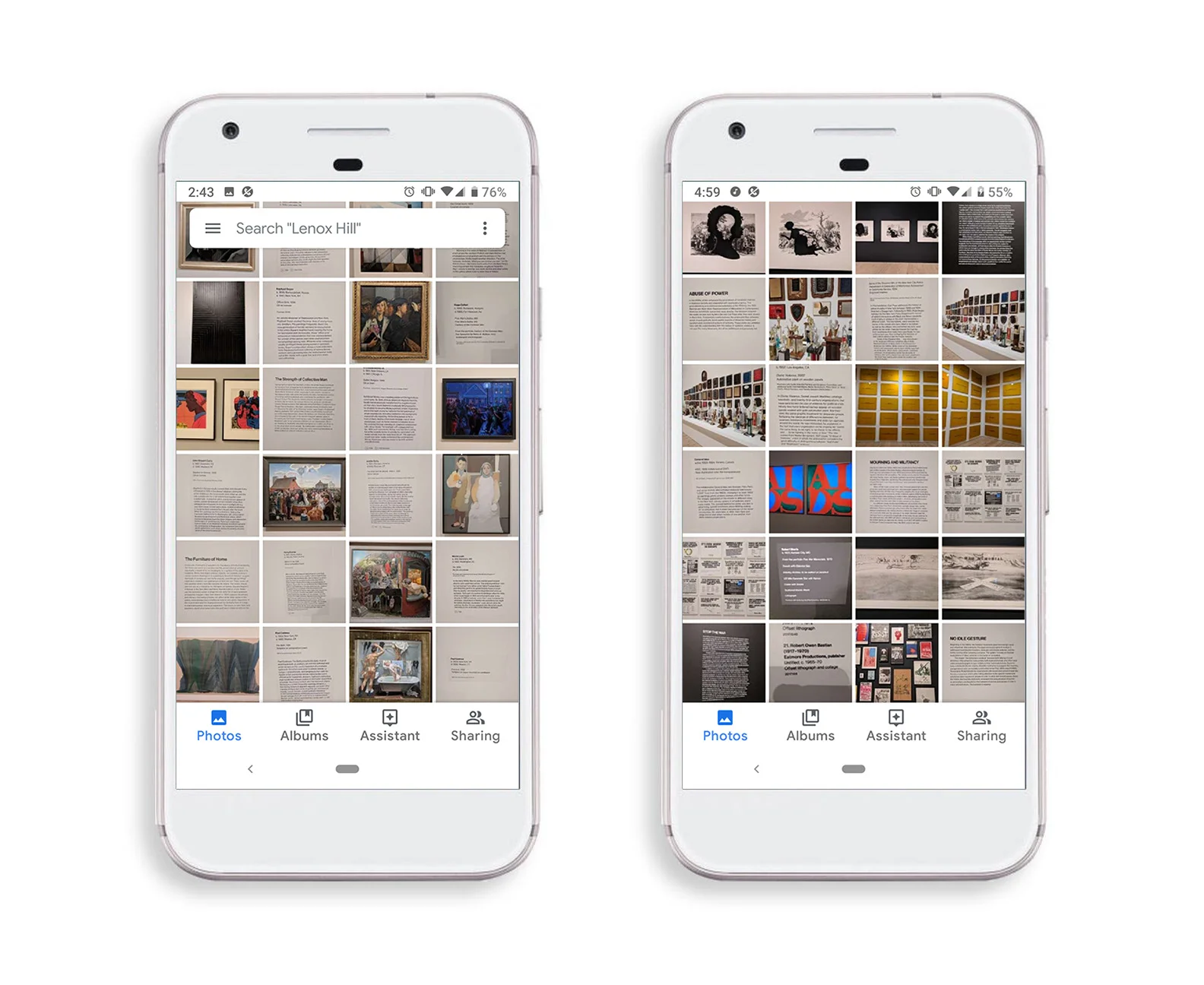 Screenshots of disorganized photo album on my smartphone.