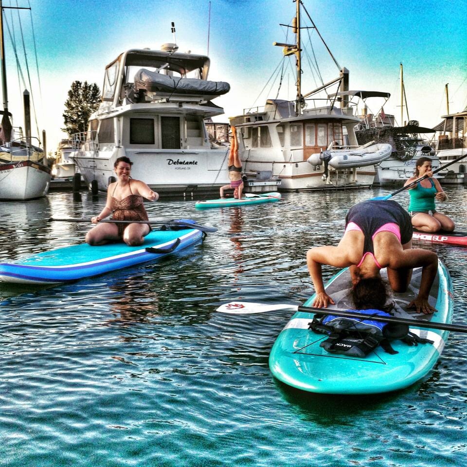 Sup yoga at Salpare Marina, Portland, Oregon