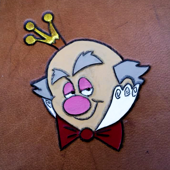 Painted leather art by Lei.