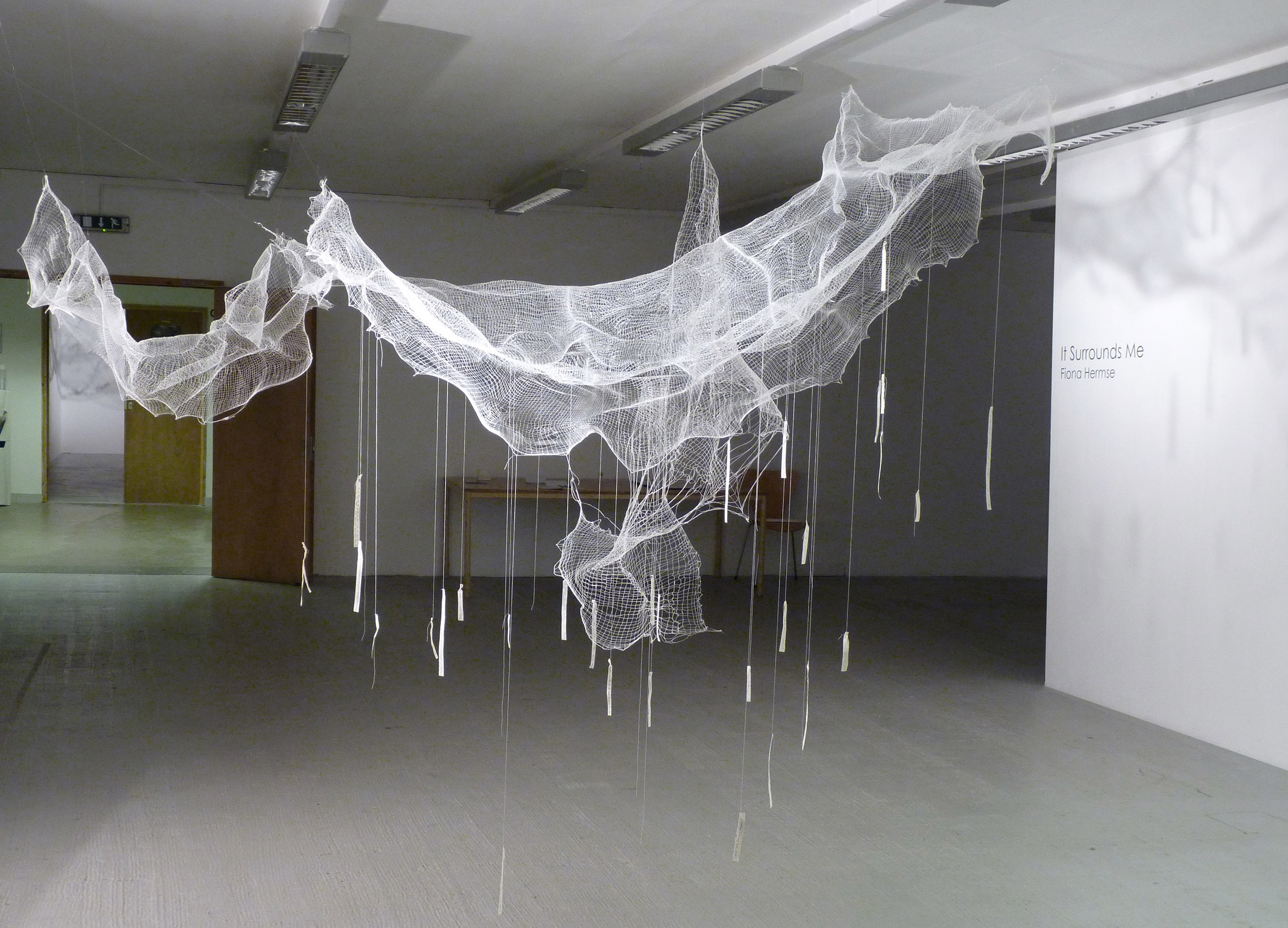  Thought Cloud -  knitted textile, thread, paper (with written personal statements and anonymous statements contributed by visitors). 2015  