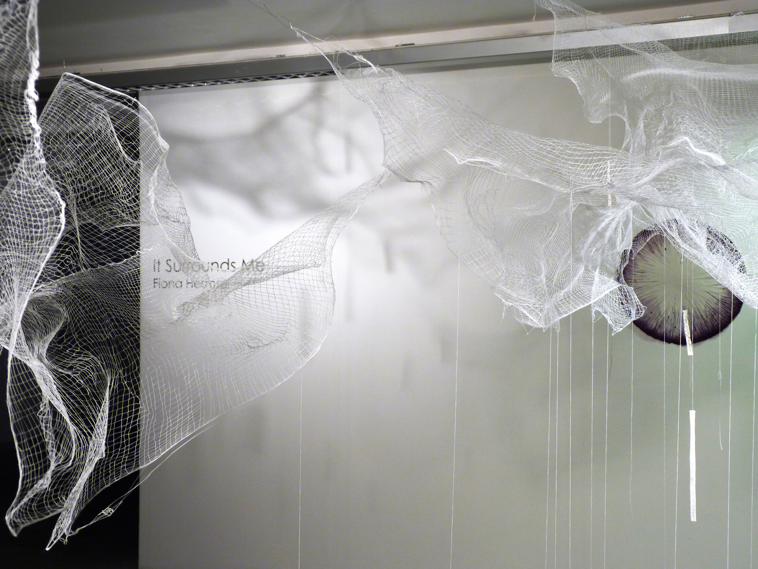   Thought Cloud -&nbsp;  knitted textile, thread, paper (with written personal statements and anonymous statements contributed by visitors). 2015  