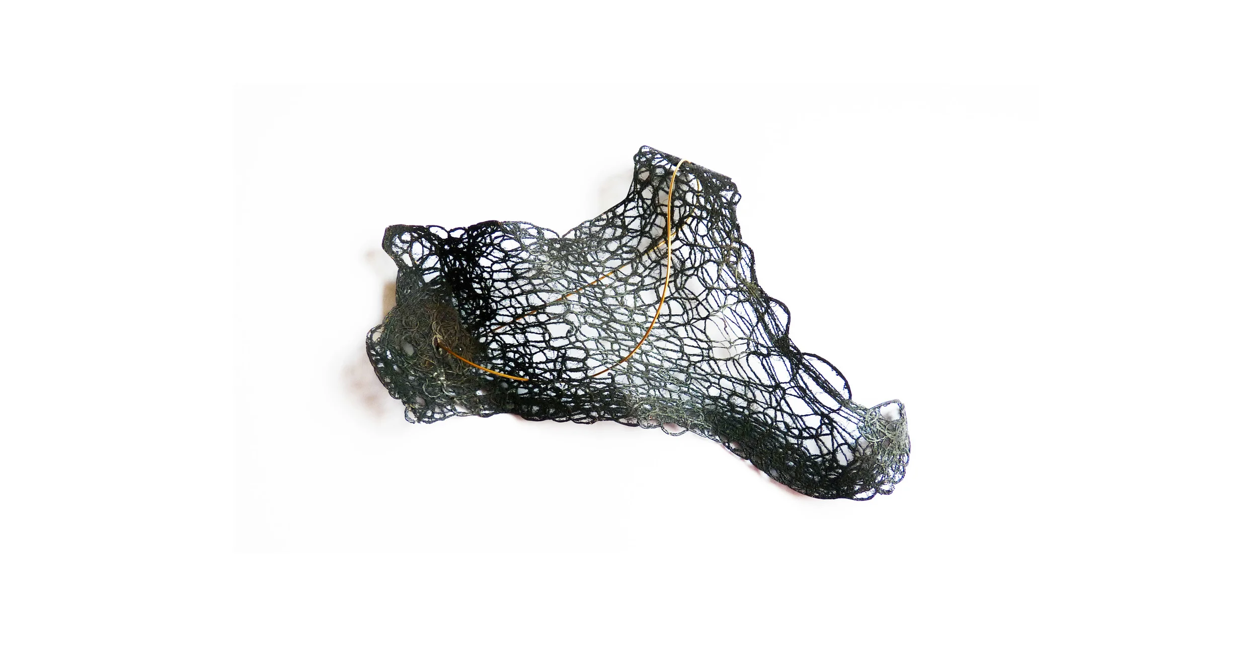 Entwine Brooch 5 (part of a series of 5); thread, copper. 2009