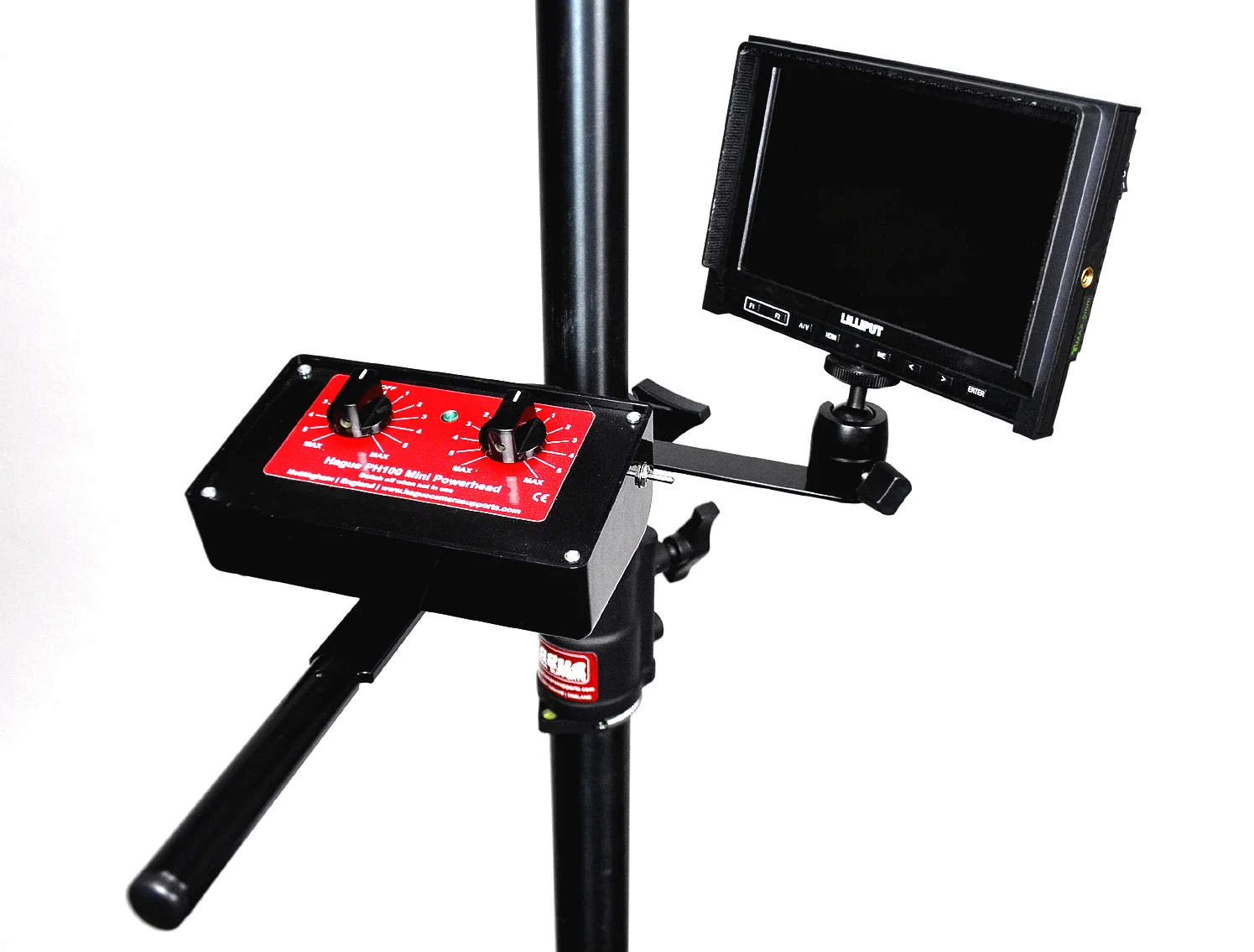 Hague-Aerial-Mast-Pole-Clamp-with-Monitor-Mount-and-Remote-Control-Powerhead-Control-Box-Bracket-3.jpg