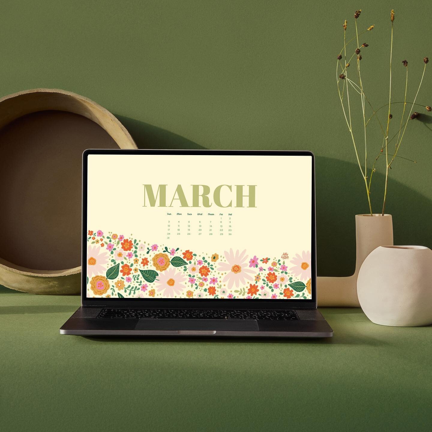 Desktop download is ready and also free! Sign up on dillydalian.com to get it delivered to your inbox each month (or just download directly from the website)! Happy March! 🌸