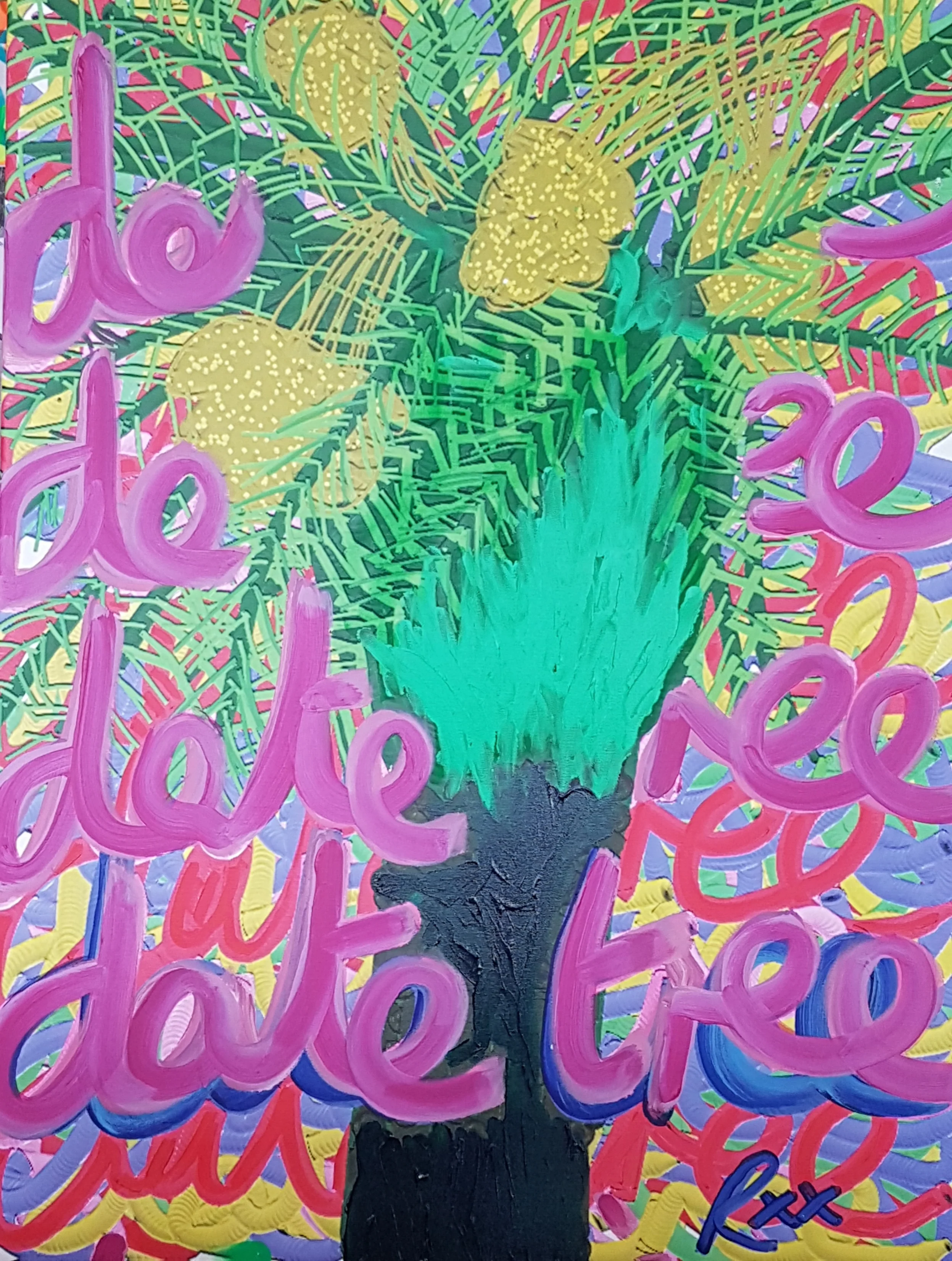 Richard Popitti "Date Tree" Mixed Media 40 x 30