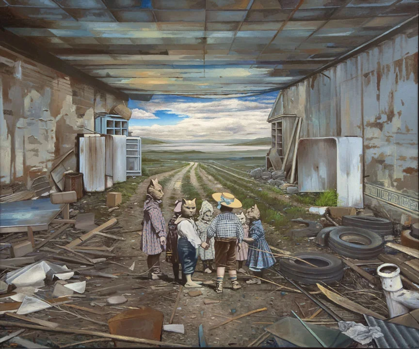 Juan Luis Jardi | “Reunion Clandestina” | Oil on Canvas | 65” x 77”