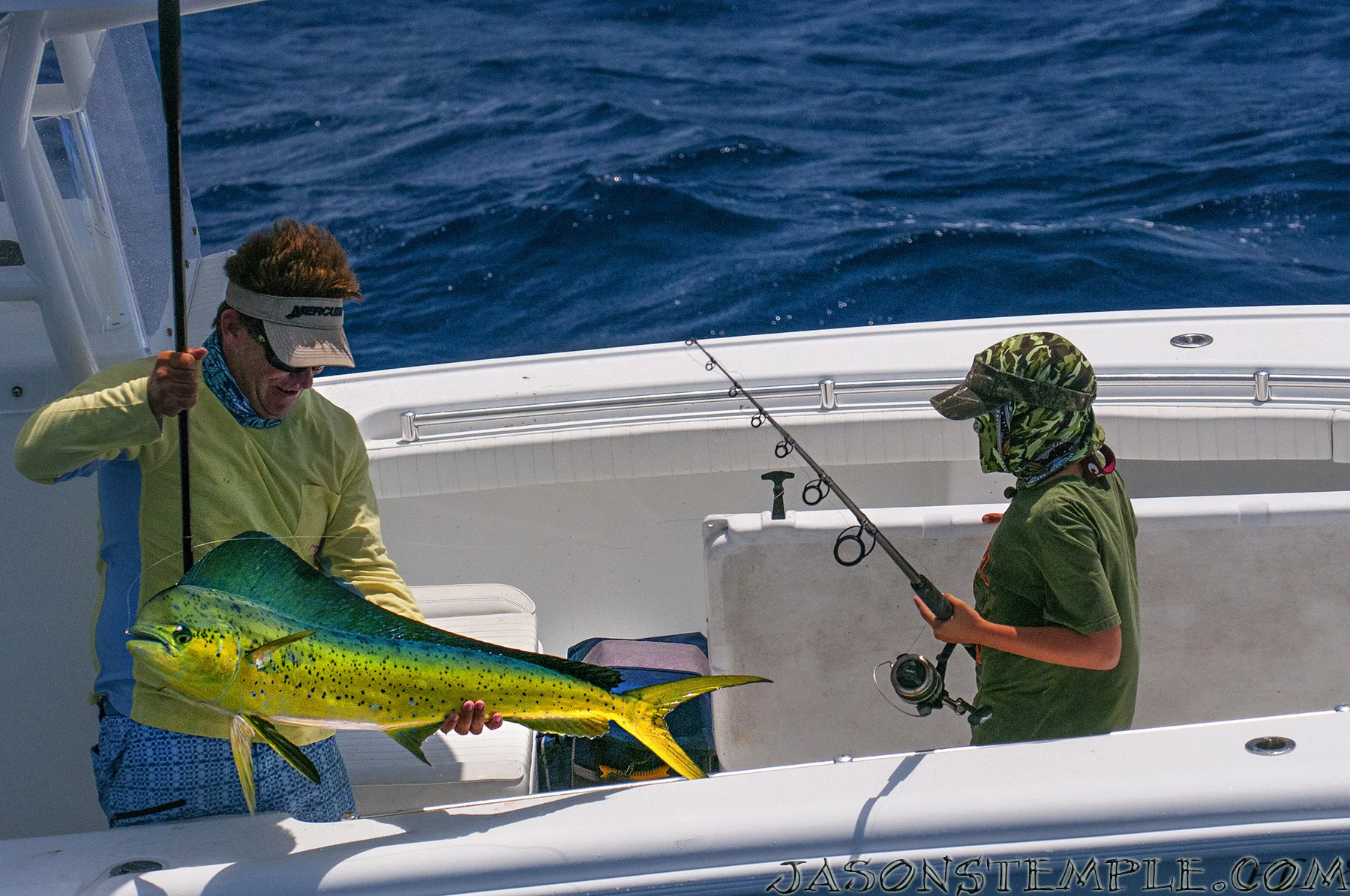 Rich's son sporting a green Saltwater Experience Buff