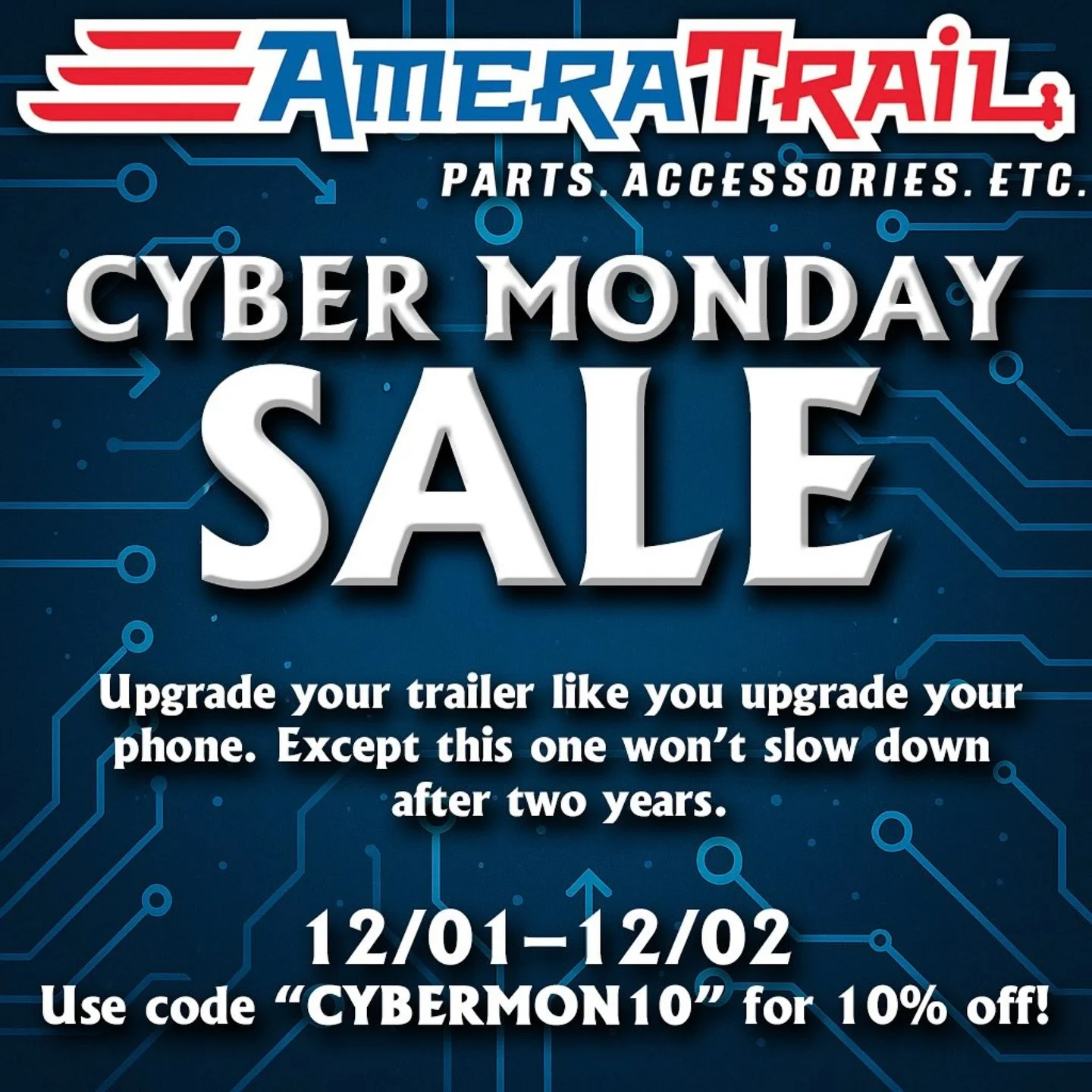 CYBER MONDAY @ameratrail_boat_trailers 🛞💯✅ Best way to shop&hellip; is from home!
#loadlaunchrelax #customguidepolecovers #cybermonday