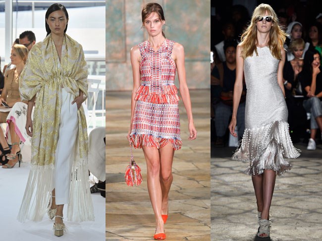 More is more this year.... With 70's trends standing strong, theres no surprise designers have jumped on this band wagon. While we've already seen fridge appearing on bags, skirts and kimonos, their putting this stuff on almost anything. 