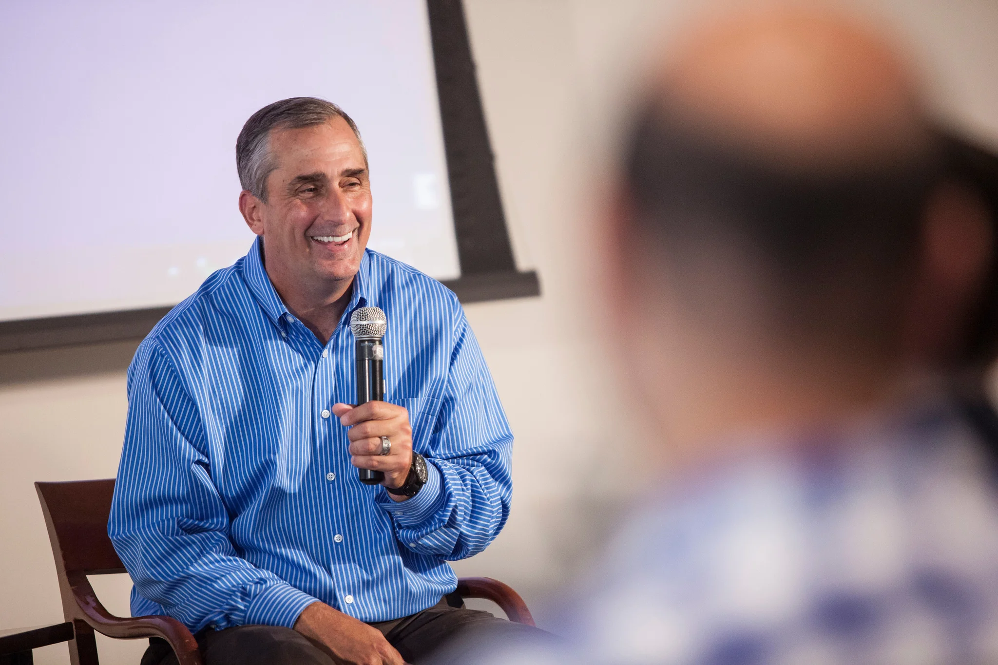 Krzanich addressed a packed audience at NYU Stern in September 2014.