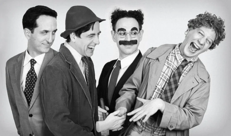 Matt Walters, Matt Roper, Noah Diamond, and Seth Shelden are Zeppo, Chico, Groucho, and Harpo. Photo by Mark X. Hopkins