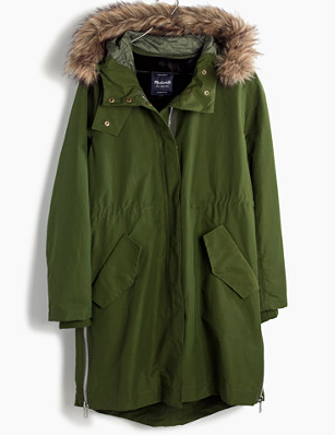 Side-Zip Filed Parka from Madewell £218.79 in green and black