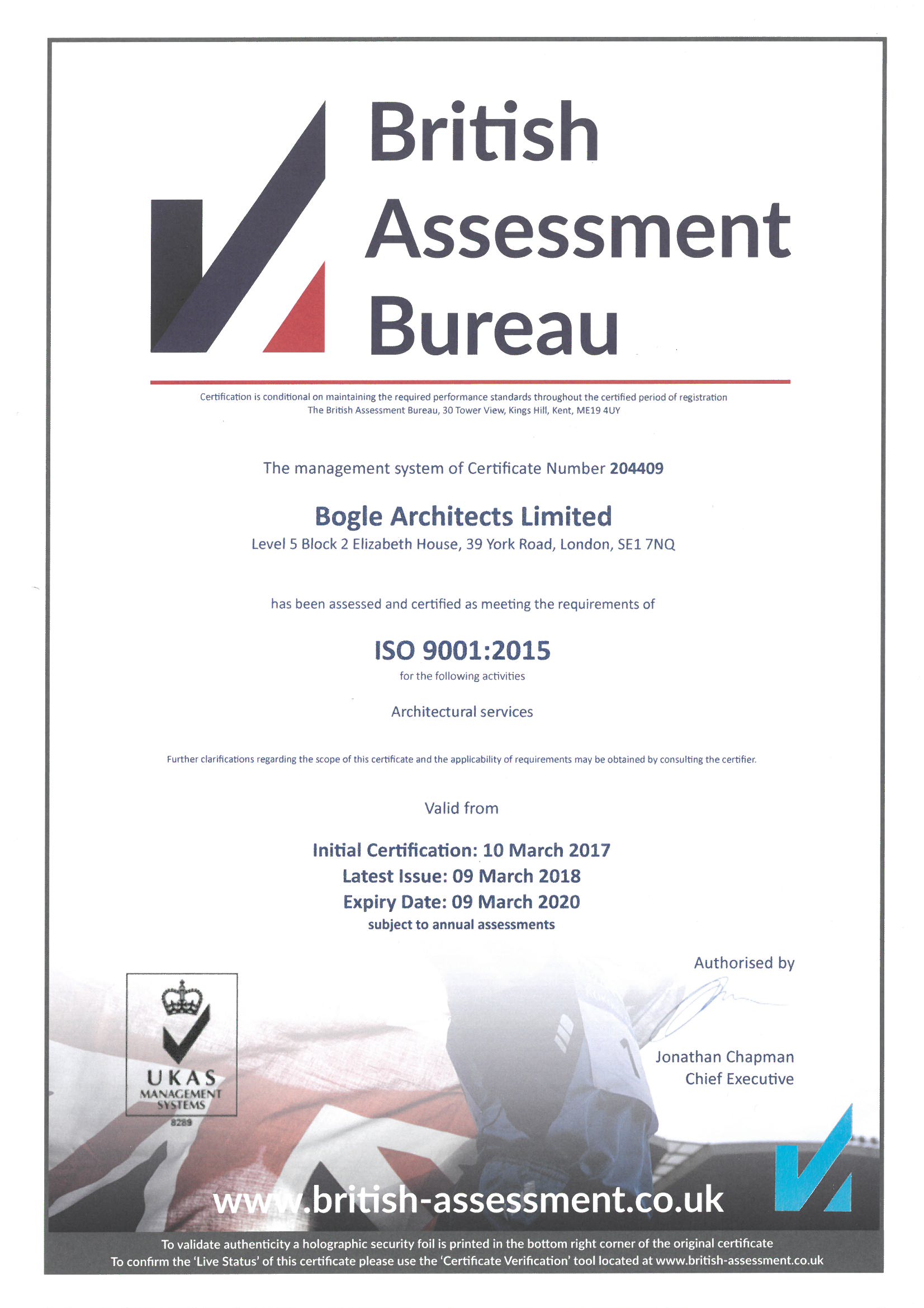 Iso 9001 Certification Bogle Architects