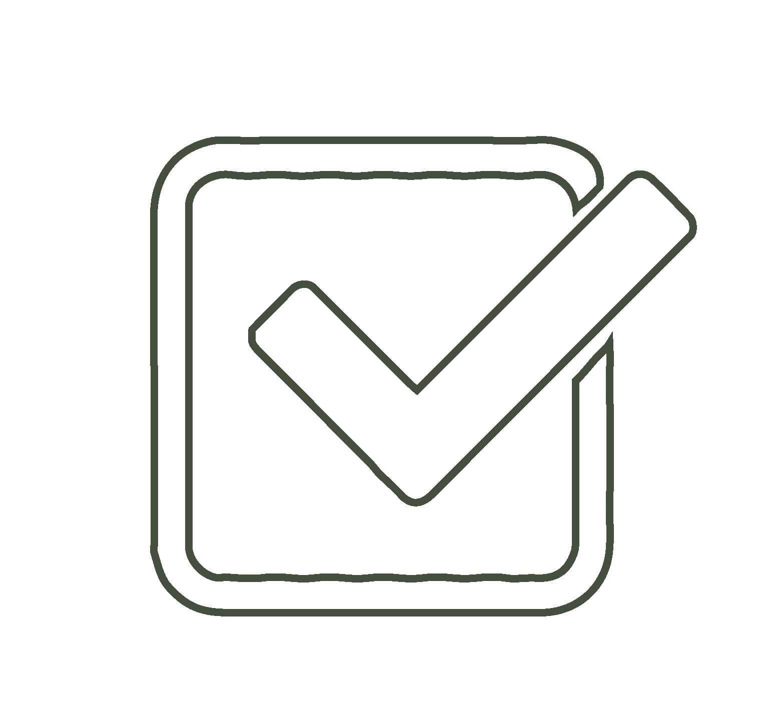 Outline of a checkbox with a checkmark inside.