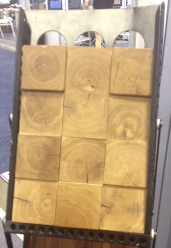 Sorry this picture is so fuzzy! I saw lots of wood tiles. These are beautiful end grains.