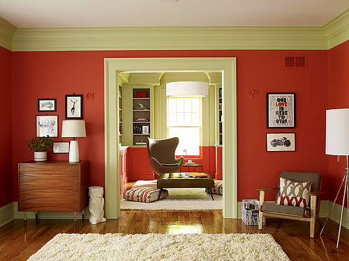 I love the color saturation that Benjamin Moore's paints provide. Here the walls are Claret Rose.