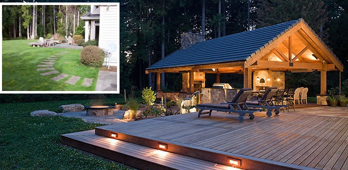 This space has it all...fireplace, fire pit, dining, grilling, lounging!