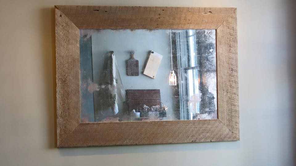 Barn board framed mirror with antiqued mirror glass! 