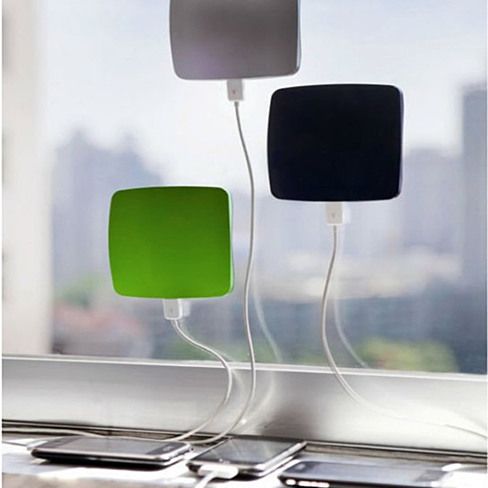 These cling to a window and use the power of the sun to charge devices.